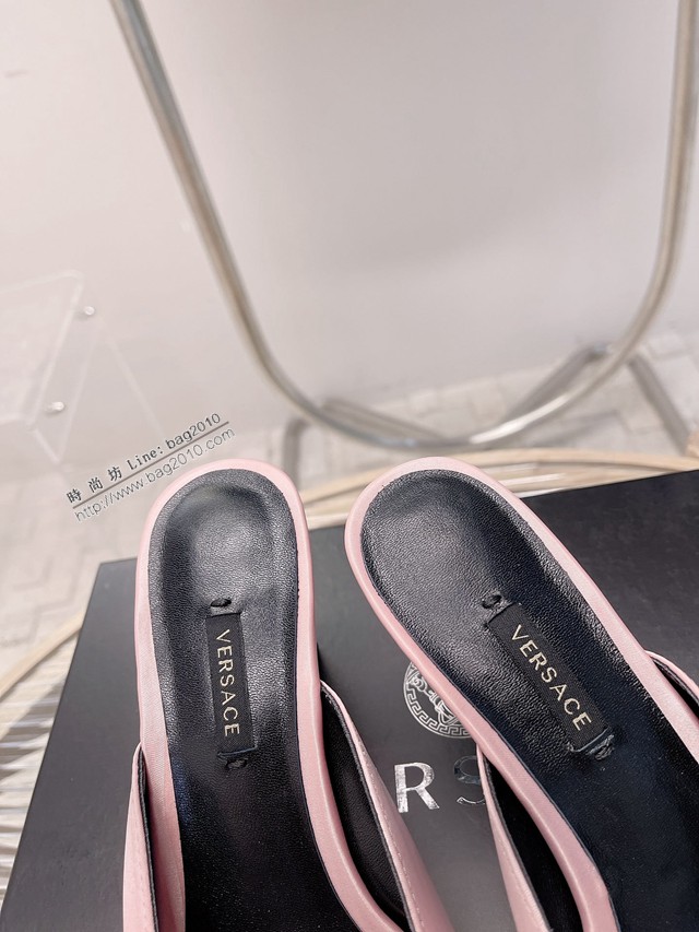 Versace專櫃2022新款女鞋 範思哲魚嘴方跟涼鞋 dx3553